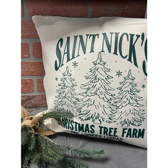 St. Nicks Christmas Tree Farm Holiday Throw Pillow - Picture 2 of 4